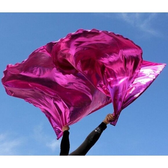 Metallic Bright Pink 'Joy Comes in the Morning' Worship Prophetic Flag Set of 2 - Picture 8 of 13